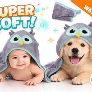 Baby Owl Hooded Towel | Organic Bamboo | Free Cloth | All Ages | Unisex | NEW